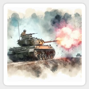 Fantasy illustration of a tank in battle Sticker